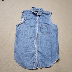 Dockers Blue Sleeveless Button Down Shirt